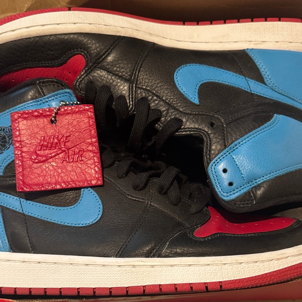 Nike Air Black with Blue and Red Accents - Picture 1 of 4